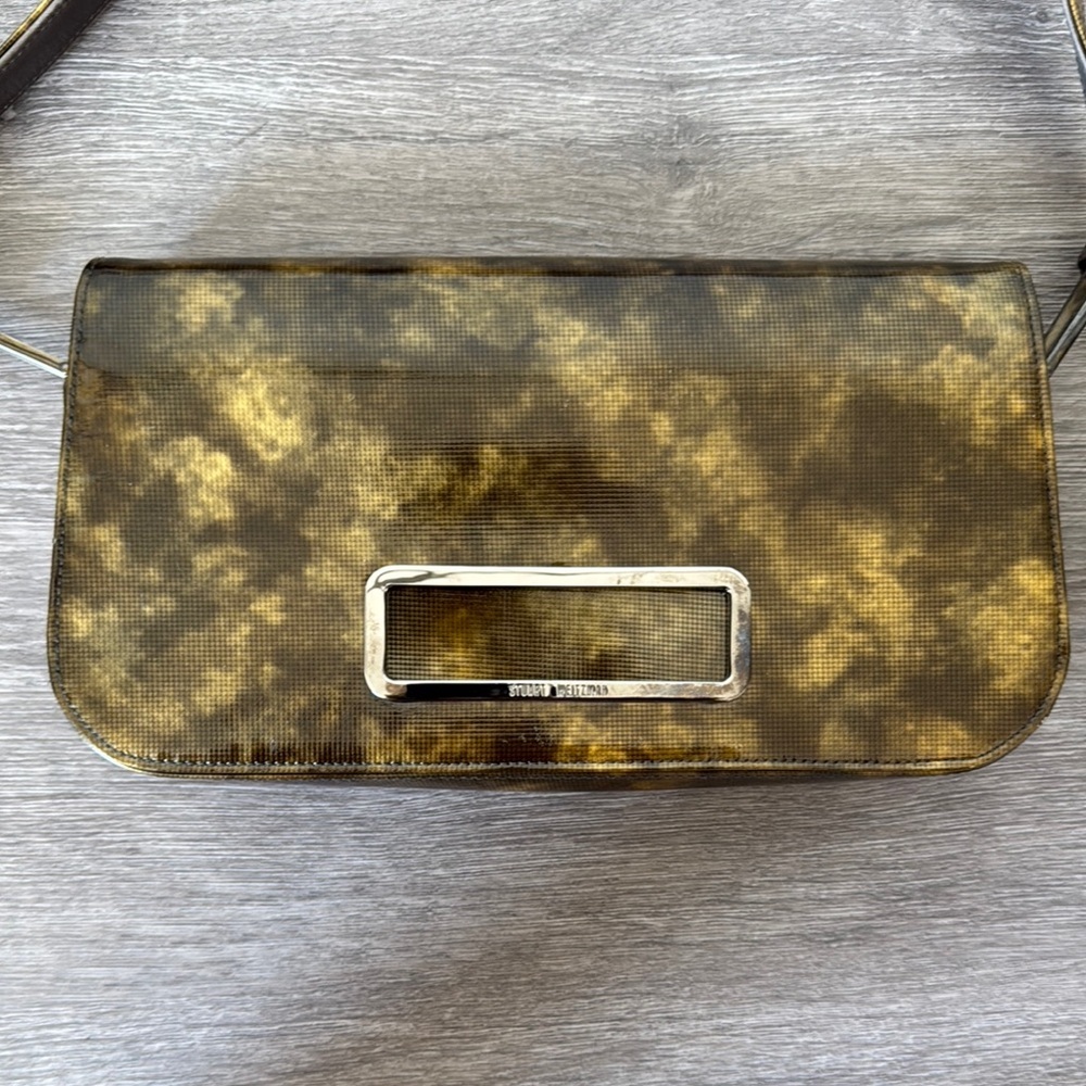 Stuart Weitzman 90s/Y2K Patent Brown and Gold Shoulder Bag - Picture 2 of 13
